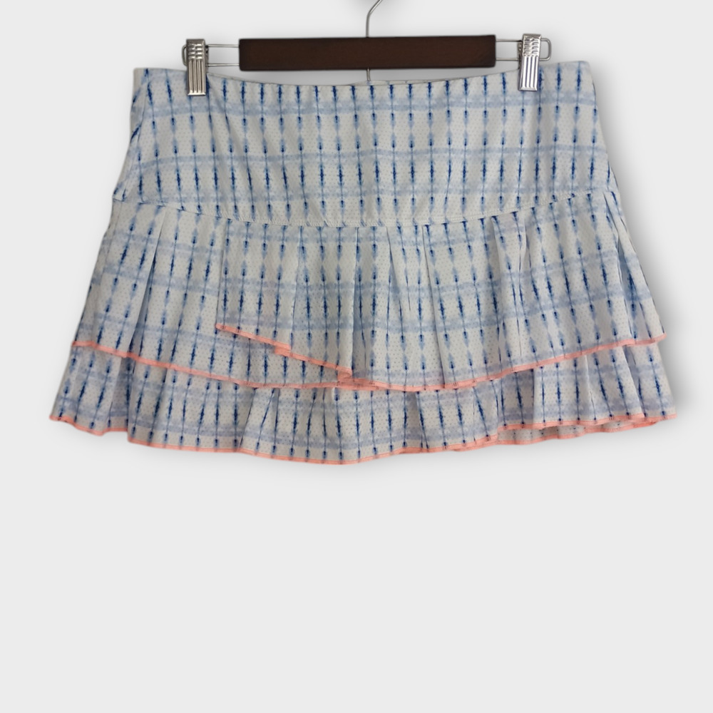 Lucky in Love Skort Women Large (12) Blue White Tier Tennis Golf Activewear Mini